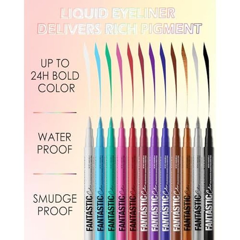 Bronze Matte Liquid Eyeliner Pencil, Colorful High Pigmented Waterline Eye liner Waterproof Pen, Bright Colored Smudgeproof Long Lasting Eyeliner Pen Christmas Party Festival Makeup Gift for Women-10