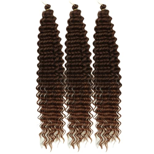 Ocean Wave Crochet Hair 22inch 3packs Deep Wave Braiding Hair Extensions Curly Braiding Hair for Black Women Curly Crochet Hair for Boho Box Braids (T4/30, 22inch 3pack)