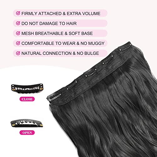 REECHO 24" Curly Wave Clip-in Hair Extensions - 5 Clips, Heat Resistant
