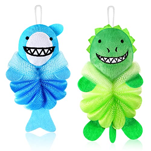 Kids Bath Loofahs 2-Pack - Cute Animal Sponges for Children