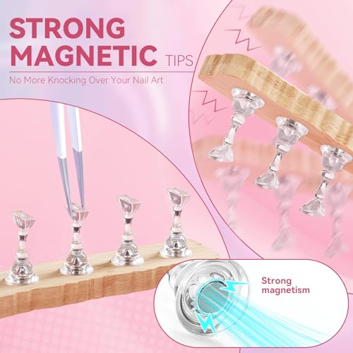 Magnetic Nail Practice Stand Set for Press On Nails - 3 Display Stands & Tape
