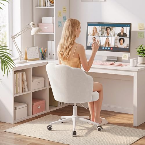 Velvet Makeup Vanity Chair with Wheels & Adjustable Height