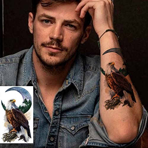 12 Large Eagle Temporary Tattoos Sheet - Waterproof Body Sticker