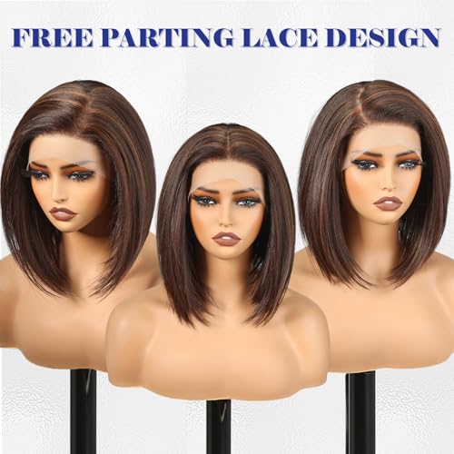 HAIRCUBE 10 Inch Brown Bob Wig - HD Synthetic Lace Front