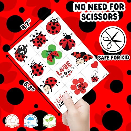 96 Ladybug Temporary Tattoos for Kids Party Favors