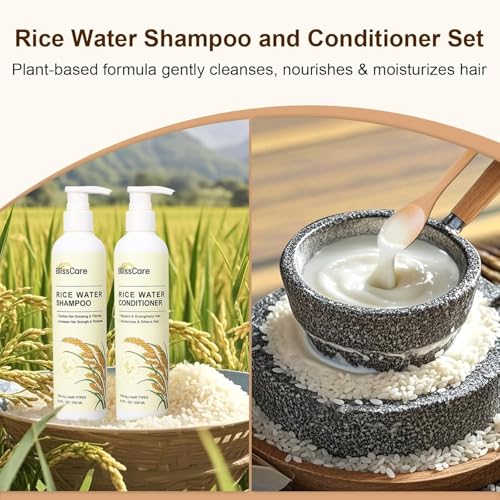 Rice Water Shampoo and Conditioner Set with Biotin