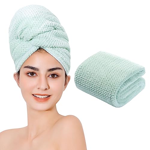 Microfiber Hair Towel - Quick Dry, Ultra Absorbent, 20x40 inch Green