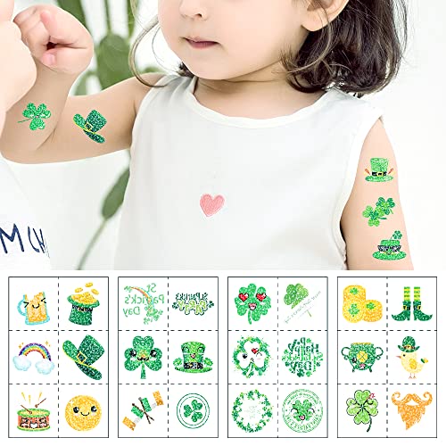 St Patrick's Day Glitter Temporary Tattoos, 48pcs