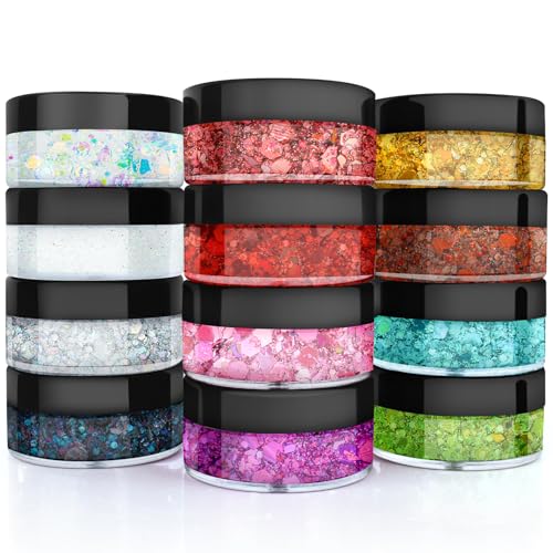 Holographic Glitter Gel, 12 Colors - Face, Body & Hair