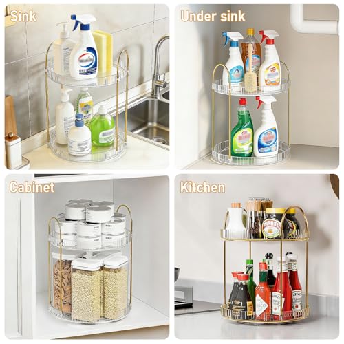 360° Rotating Makeup Organizer Tray - 2 Tier, 9.85" Lazy Susan