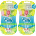Gillette Venus Tropical Women's Disposable Razor, 3 Count, Womens Razors/Blades (Pack of 2)