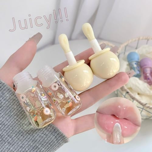4 Pcs Hydrating Lip Gloss Oil Set, Fruit Flavored Lip Gloss Set Shiny Lip Oil, Cute Lip Jelly for Women, Party Gift, Non-toxic Make-up