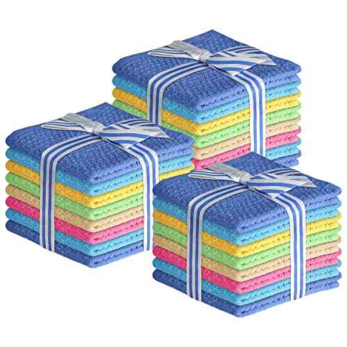 Elaine Karen Multicolored Washcloths Set Multipurpose Cotton Washcloths, Bathroom Wash Cloths for Face and Body, Utility Rags - Soft and Absorbent, Washable - 12 x 12 Inches (24 Pack)