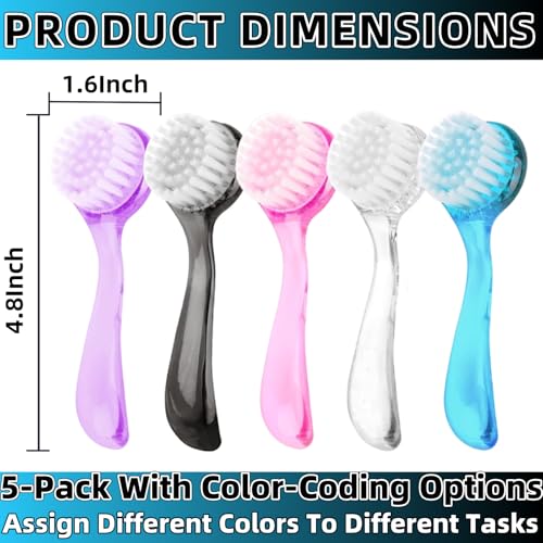 Soft Nail Dust Cleaning Brush Set - 5 Pcs Ergonomic Grip Brushes for Manicure & Pedicure