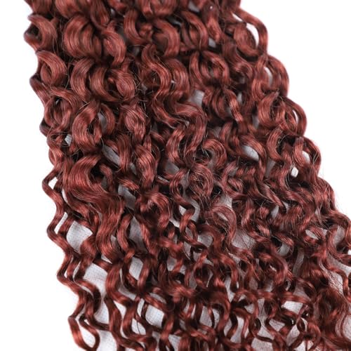 Reddish Brown Human Braiding Hair 14 Inch Deep Wave Extensions - Boho Style