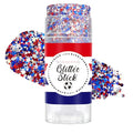 FNOLECY Patriotic Red White & Blue Glitter Stick for Face Hair & Body - Variation 02