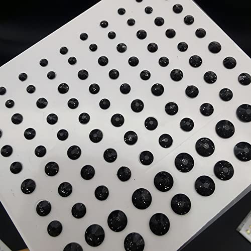 Eye Body Face Black Gems Jewels Rhinestone Stickers Acrylic Self Adhesive Crystal Makeup Diamonds Face Tattoo Stick Gems for Women Festival Accessory DIY Crafts and Nail Art Decorations 3 Sheets