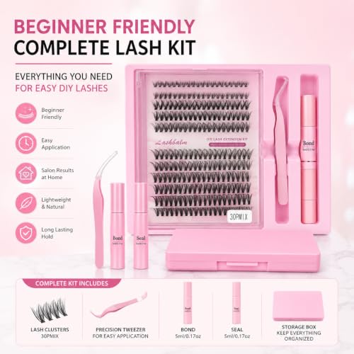 Natural Lash Clusters Kit 120Pcs | CC-Curly 8-16MM Clear Band