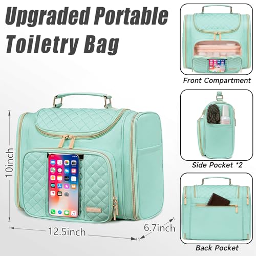 Tealari Green Water-Resistant Toiletry Bag with Hang Hook & Transparent Phone Pocket
