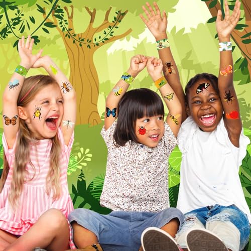 Bug Party Favors Set - 60 Pc Slap Bracelets & Tattoos for Kids