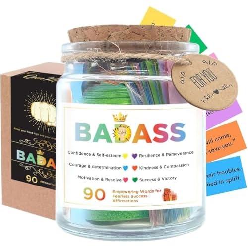 Badass Affirmation Jar, 90 Daily Affirmation Jar for Women, Positive Affirmation Cards, Motivational Cards, Daily Affirmations, Words of Affirmation, Badass Gifts For Women