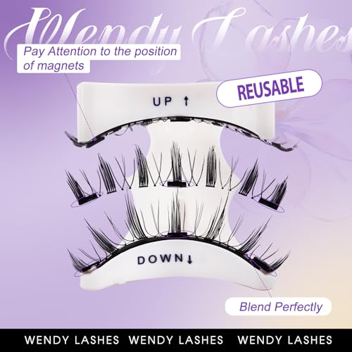 Magnetic Eyelashes with Applicator No Glue Reusable Magnetic Lashes Natural Lightweight Soft Magnetic Eyelash Wispy Easy to Use,2 Pairs of 2 Styles by Wendy Lashes(KS02/XM1)