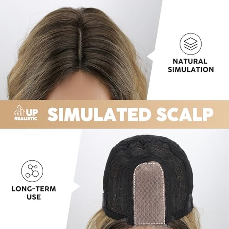 MISSQUEEN Ombre Blonde Wavy Bob Wig | Heat-Resistant Synthetic Hair