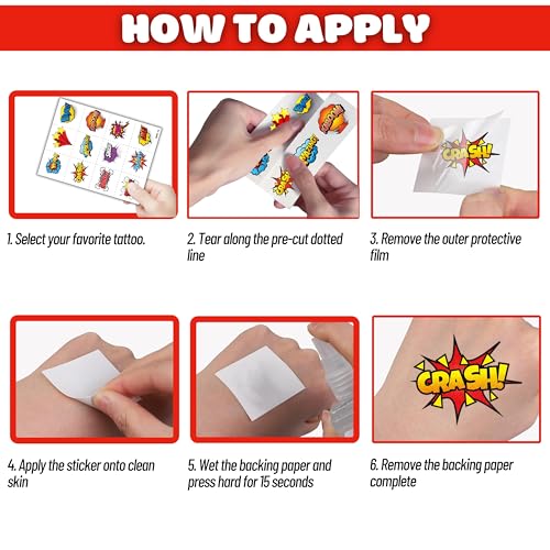 96PCS Hero Temporary Tattoos Stickers for Kids