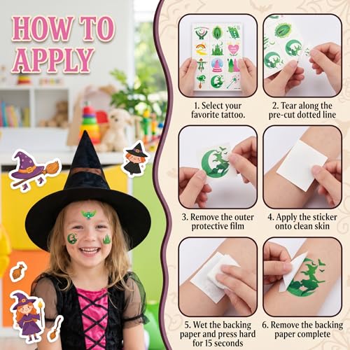 96 PCS Witch Temporary Tattoos for Kids | Party Favors