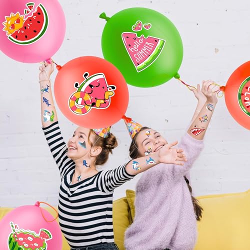 72-Piece Watermelon Party Favors Set | 24 Punch Balloons & 48 Tattoos
