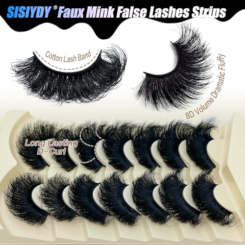 3D Faux Mink Lashes 20-25MM Fluffy Volume Pack of 7