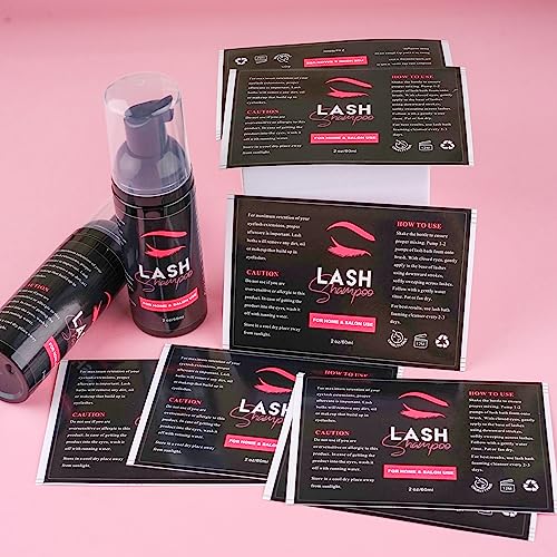 50PCS Lash Shampoo Label Stickers for Bottle, Lash Extension Stickers for Foam Pump Bottle Lash Bath Wash Label Personalised Stickers (A)