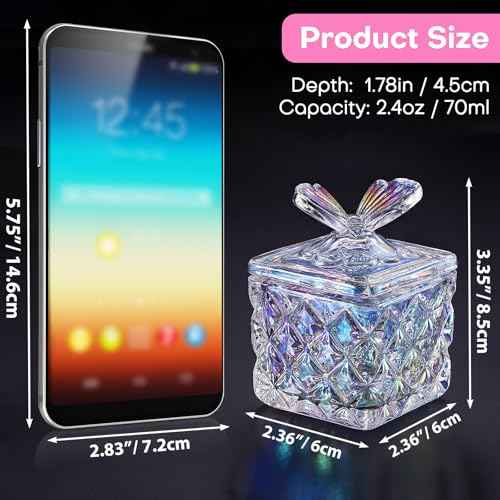 Noverlife Mini Glass Dappen Dish for Nail Art Acrylic Liquid Powder, Crystal Monomer Dish with Butterfly Lid, Small Monomer Cup Acetone Dish Acrylic Liquid Cup for Home & Nail Salon Manicure Tools