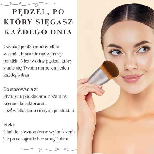 Kabuki Makeup Brush - Angled Blender Brush for Powder, Cream, Liquid Foundation, Sunscreen, Blush Blending & Bronzer - Professional Make Up Brush - Full Face Makeup Brush - Vegan & Cruelty Free