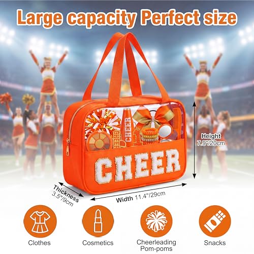 Cheer Makeup Bag with Chenille Letters - High-Capacity Pouch for Cheerleaders