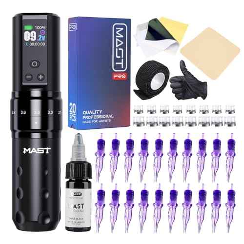Mast Tattoo Fold2 Pro Tattoo Gun Kit Complete Tattoo Machine Kit 2000mAh Battery Supply Mcore-C1 Motor Real 7 Strokes Length