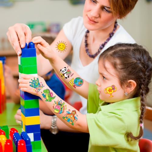 Back to School Temporary Tattoos - 80pcs Doodle Design