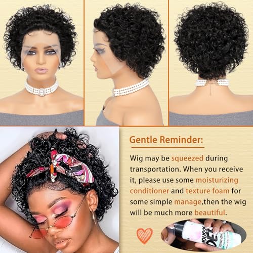 Seelaak 13x1 Short Curly Bob Wig Human Hair Pre Plucked 150% Density, Natural 1B, Lace Front Wig for Black Women – Variation: 13x1 Curly Bob