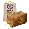 RUSTIC TOWN Leather Toiletry Bag - Men Shaving Ditty Kit - Women Cosmetic Bag Makeup Organizer for Travel Size Toiletries