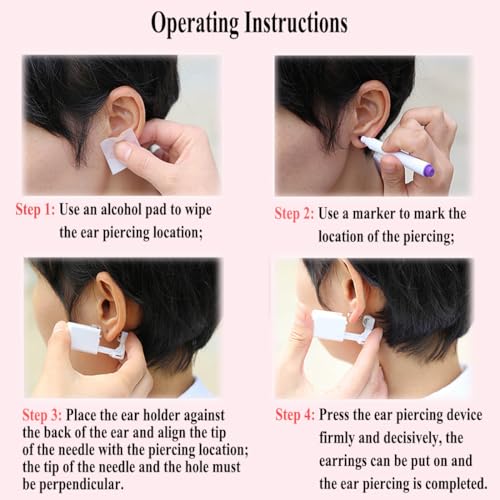 VitaCool Ear Piercing Kit with Gun & 3mm Gold Studs