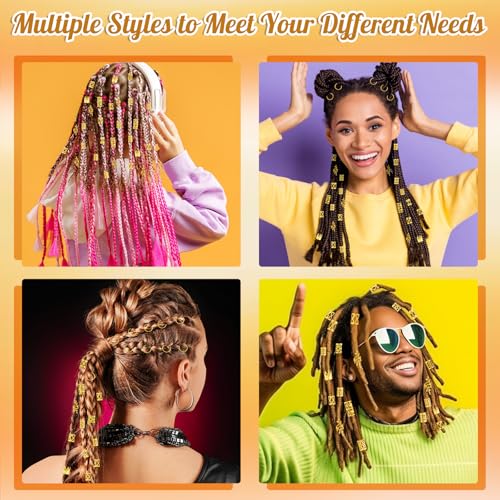 Gold Hair Jewelry Set 260 Pcs Braids Locs Rings Cuffs Clips
