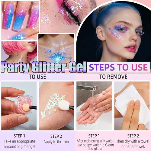 24 Color Chunky Glitter Gel Kit - Face, Body & Hair