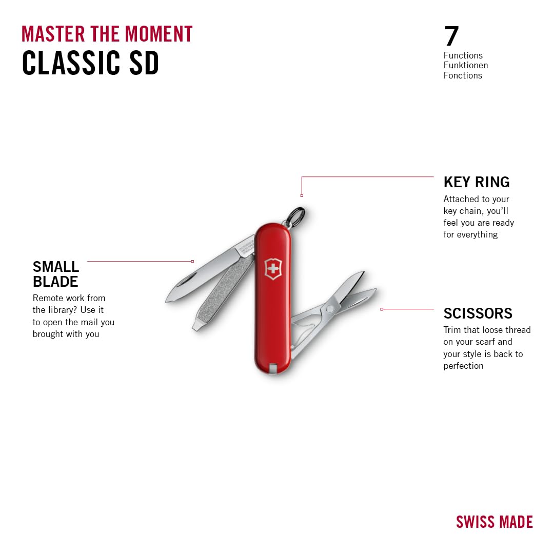 Victorinox Swiss Army Classic SD Pocket Knife, Red