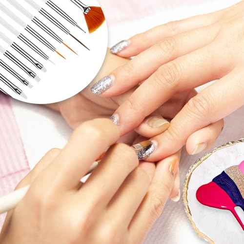 22 Pcs Nail Art Brushes Set with Resin Palette and Silicone Carving Pen,Professional Nail Art Tools Kit for DIY Gel Polish,Includes Dotting Tools and Nail Art Palette£¬white