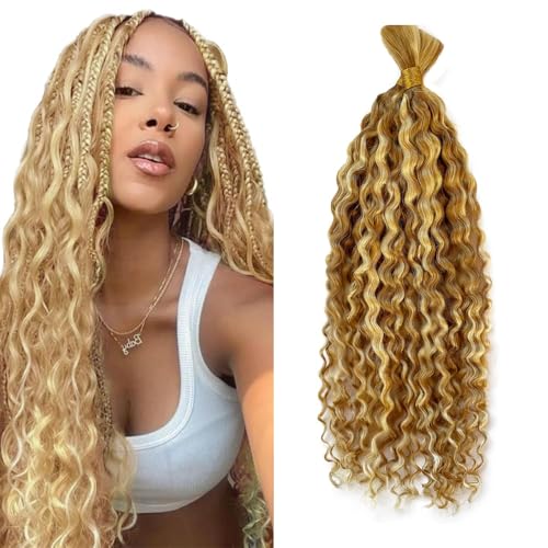 P27/613 Deep Wave Braiding Hair 14 Inch Human Hair 2 Bundles