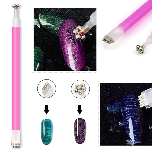 DANNEASY 10pcs Cat Eye Nail Magnet Set - Double-Head Magnetic Nail Art Tools (Variation 1)