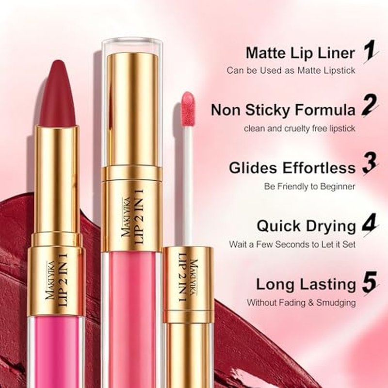 MAKI YIKA Purple Lip Liner & Red Matte Liquid Lipstick Set