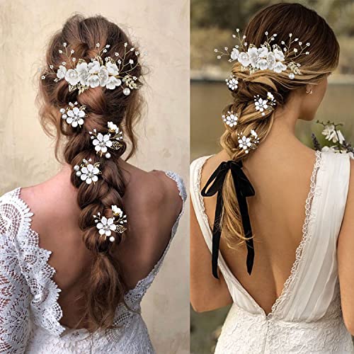 5 PC Bridal Wedding Hair Pins & Comb with Pearls
