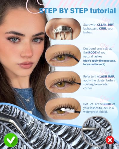 PHKERATA Wispy Lash Clusters Kit - 120pcs DIY Eyelash Extensions