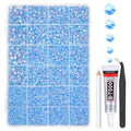 Qiipii Light Blue AB Resin Rhinestones Bedazzling Kit with B7000 Glue for Crafts & Jewelry - 2mm-6mm Flatback Gems